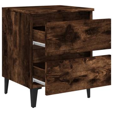 Chic Bed Cabinets with Metal Legs - Smoked Oak | HipoMarket