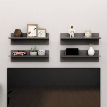 High Gloss Grey Wall Shelf Set - 4 Pcs | Hipo Market