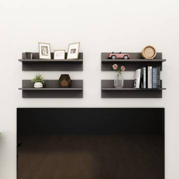 High Gloss Grey Wall Shelf Set - 4 Pcs | Hipo Market