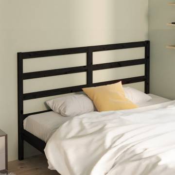 Stylish Black Solid Wood Pine Bed Headboard - 166x4x100 cm