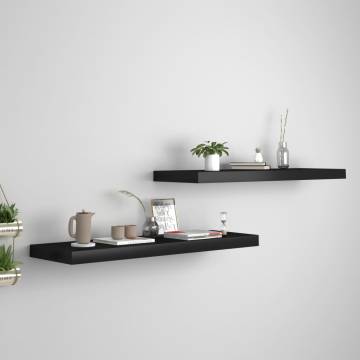 Stylish Floating Wall Shelves - 2 Pcs Black MDF | Hipo Market