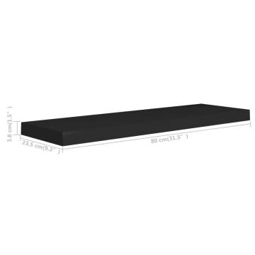 Stylish Floating Wall Shelves - 2 Pcs Black MDF | Hipo Market