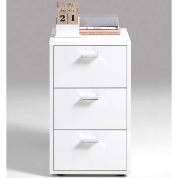 FMD Bedside Cabinet with 3 Drawers - Modern White Nightstand