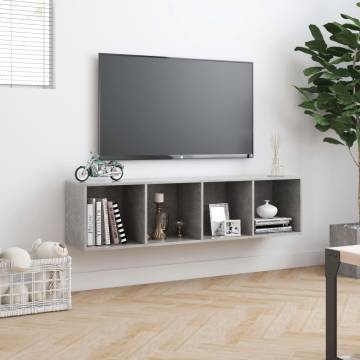 Concrete Grey Book & TV Cabinet - Stylish Storage Solution