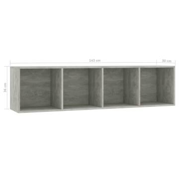 Concrete Grey Book & TV Cabinet - Stylish Storage Solution