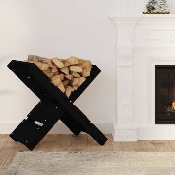 Log Holder Black | Solid Pine Wood Firewood Storage | 47x39.5x48 cm