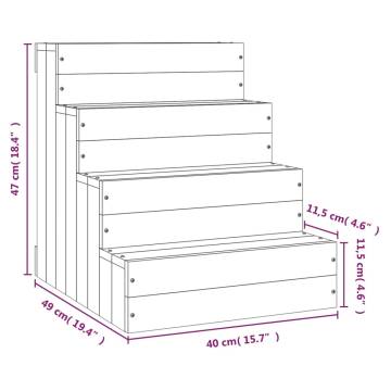 Pet Stair Grey 40x49x47cm - Solid Wood Pine for Easy Access