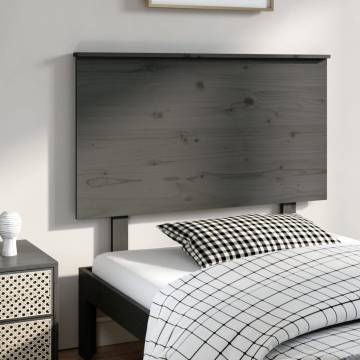 Grey Solid Wood Pine Bed Headboard - Stylish & Rustic Design