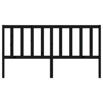 Stylish Black Pine Bed Headboard - 206x4x100 cm