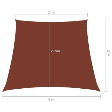 Terracotta Sunshade Sail - Oxford Fabric Trapezium 2/4x3 m