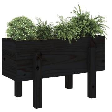 Garden Planter Black 62x30x38 cm - Solid Wood Pine | HipoMarket