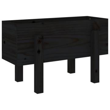 Garden Planter Black 62x30x38 cm - Solid Wood Pine | HipoMarket