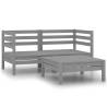 3 Piece Garden Lounge Set Solid Pinewood Grey Colour grey Model 2x corner + table Number of 1 