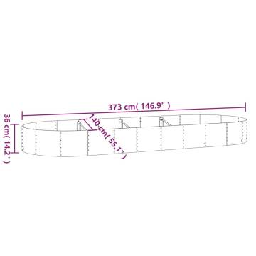 Garden Raised Bed - Powder-coated Steel 373x140x36 cm Grey