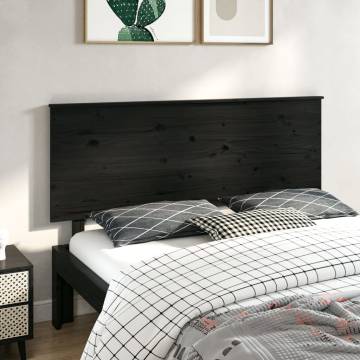 Stylish Black Wooden Bed Headboard - 164x6x82.5 cm