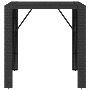 Stylish Black Bar Table with Glass Top - 105x80x110 cm