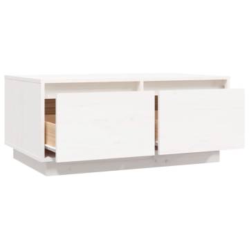 Elegant White Coffee Table - Solid Pine 80x50x35 cm