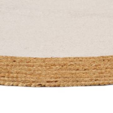 Braided White & Natural Jute & Cotton Area Rug - 150 cm