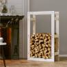 Firewood Rack White - Solid Pine | 60x25x100 cm | Hipo Market