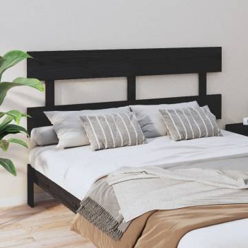 Stylish Black Pine Bed Headboard - 164x3x81 cm