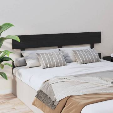 Stylish Black Pine Bed Headboard - 164x3x81 cm