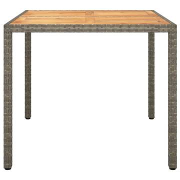 Garden Table 90x90 cm - Poly Rattan & Acacia Wood - Grey