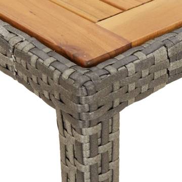 Garden Table 90x90 cm - Poly Rattan & Acacia Wood - Grey