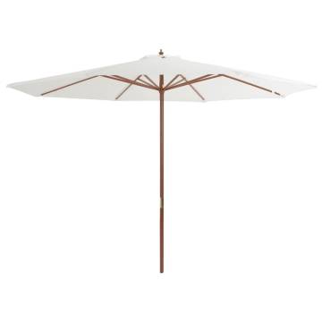 Outdoor Parasol with Wooden Pole 350 cm Sand White - HipoMarket