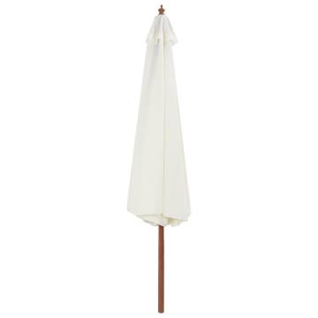 Outdoor Parasol with Wooden Pole 350 cm Sand White - HipoMarket