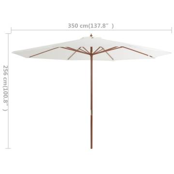 Outdoor Parasol with Wooden Pole 350 cm Sand White - HipoMarket