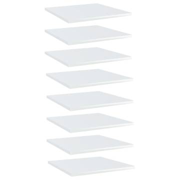 High Gloss White Bookshelf Boards - 8 pcs | Hipomarket