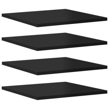 High Gloss Black Bookshelf Boards | 8 pcs 40x40 cm