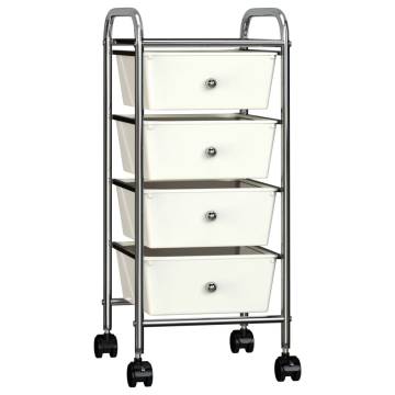 4-Drawer Mobile Storage Trolley - White Plastic | HipoMarket UK