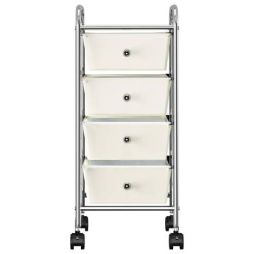 4-Drawer Mobile Storage Trolley - White Plastic | HipoMarket UK