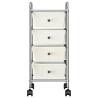 4-Drawer Mobile Storage Trolley - White Plastic | HipoMarket UK