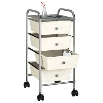 4-Drawer Mobile Storage Trolley - White Plastic | HipoMarket UK