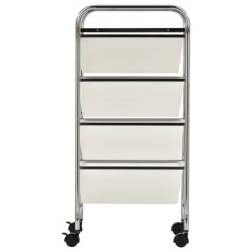 4-Drawer Mobile Storage Trolley - White Plastic | HipoMarket UK