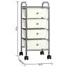 4-Drawer Mobile Storage Trolley - White Plastic | HipoMarket UK