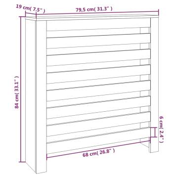 Grey Radiator Cover - Solid Wood Pine 79.5x19x84 cm