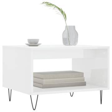 Elegant High Gloss White Coffee Table - 60x50x40 cm