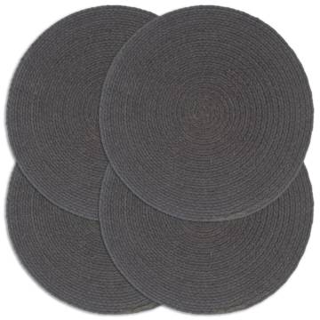 Handmade Dark Grey Cotton Placemats - 4 pcs Round 38 cm