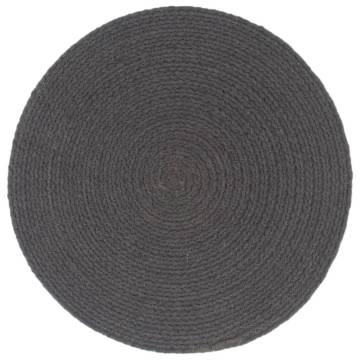 Handmade Dark Grey Cotton Placemats - 4 pcs Round 38 cm