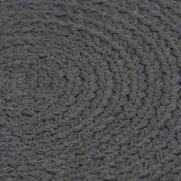 Handmade Dark Grey Cotton Placemats - 4 pcs Round 38 cm