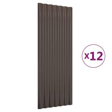 Roof Panels 12 pcs Brown Steel 100x36 cm - Durable & Versatile