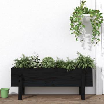 Garden Raised Bed Black - Solid Pine 101x30x38 cm