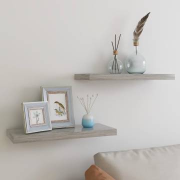 Floating Wall Shelves - 2 pcs Concrete Grey - Stylish Storage