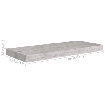 Floating Wall Shelves - 2 pcs Concrete Grey - Stylish Storage