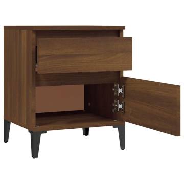 2 PCS Brown Oak Bedside Cabinets | Stylish & Functional