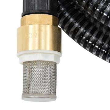 Suction Hose with Brass Connectors - 1.1" Black 7m PVC