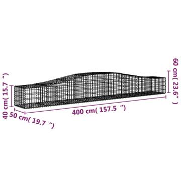 Arched Gabion Basket 400x50x40/60 cm - Galvanised Iron